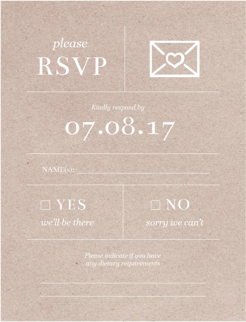 Type On Line RSVP Cards - White Ink design preview