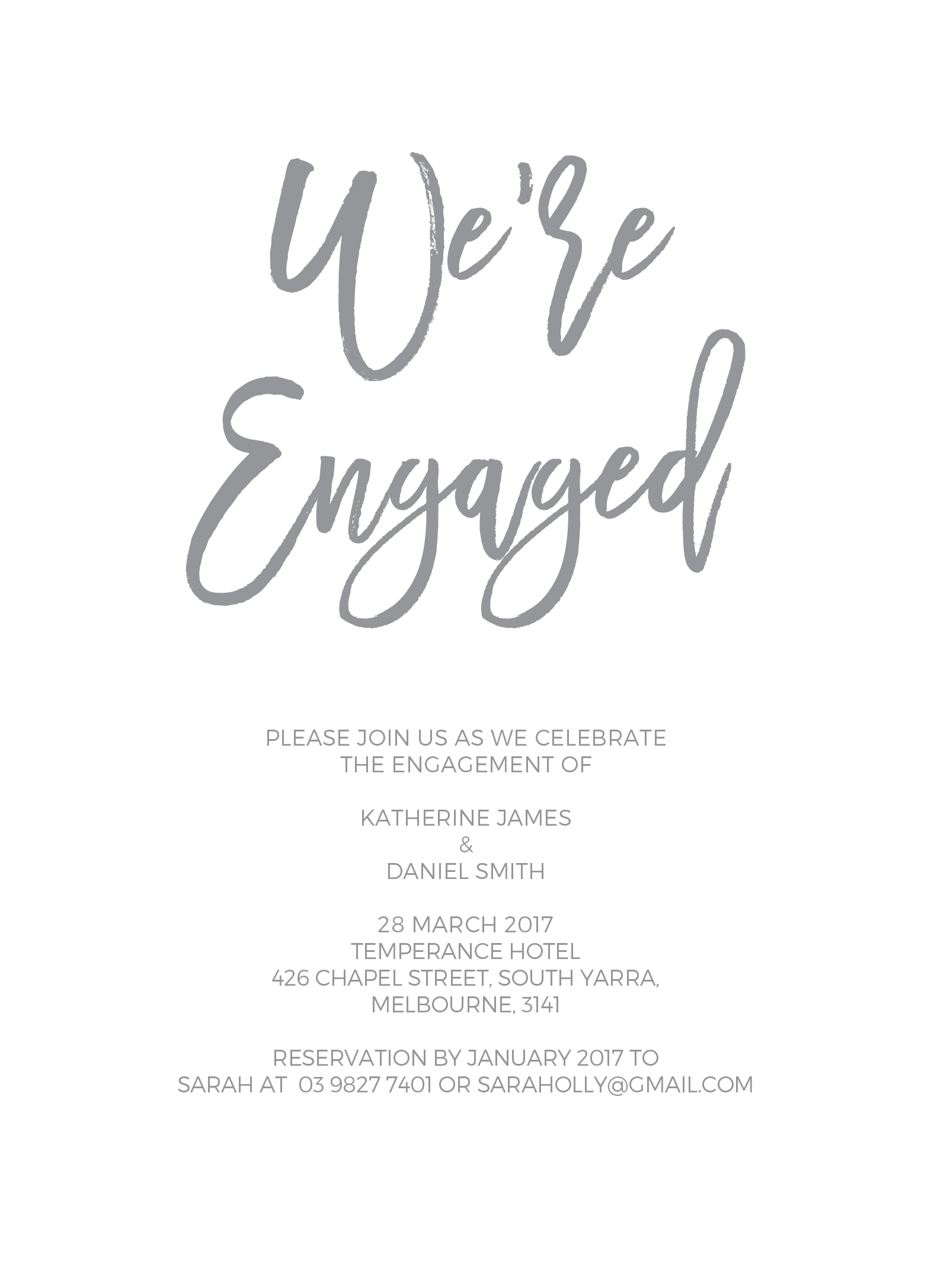 Simply Carefree Engagement Invitations - Letterpress design preview