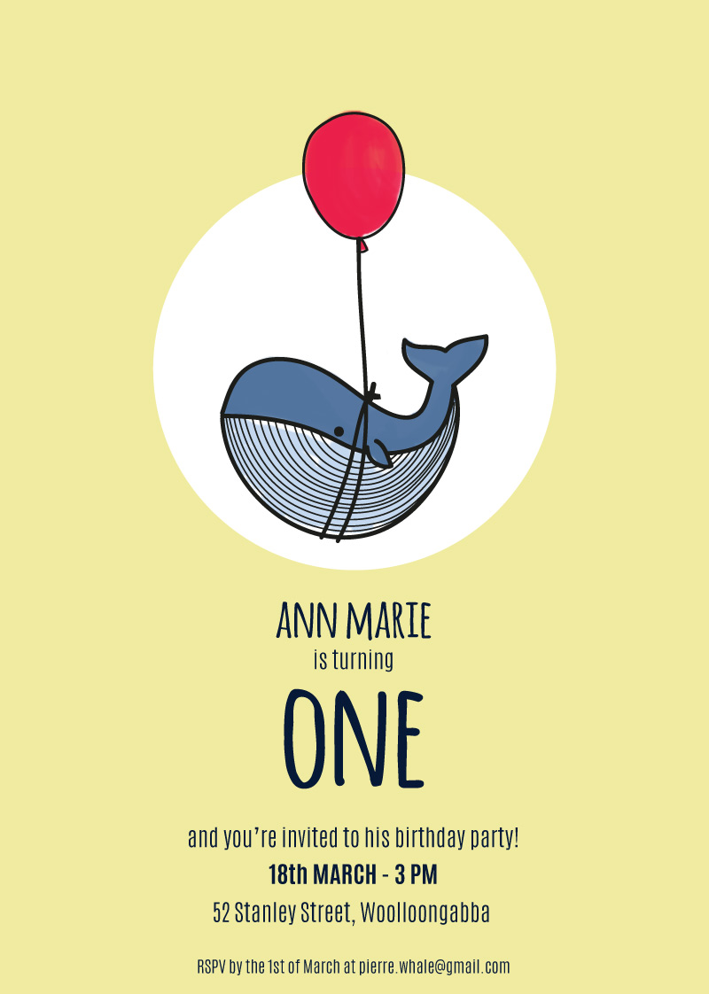 Tiny Whale Animal Birthday Invitations Birthday Invitations - Digital Printing design preview