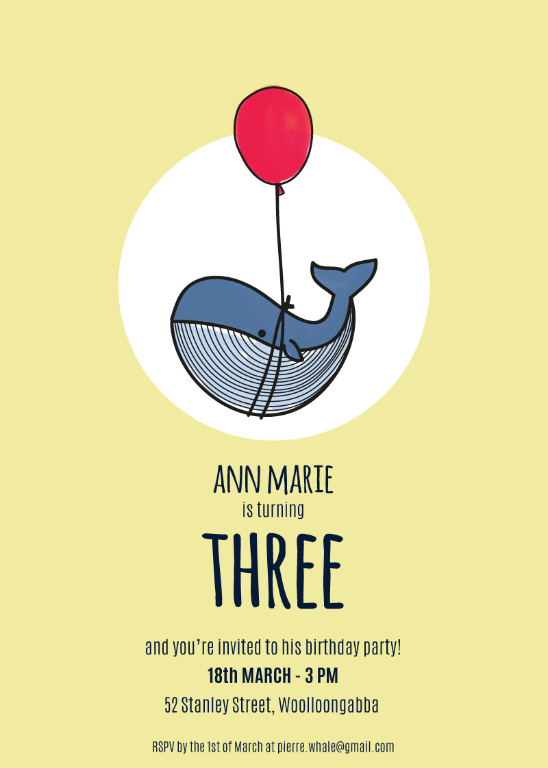 Tiny Whale Animal Birthday Invitations Birthday Invitations - Digital Printing design preview