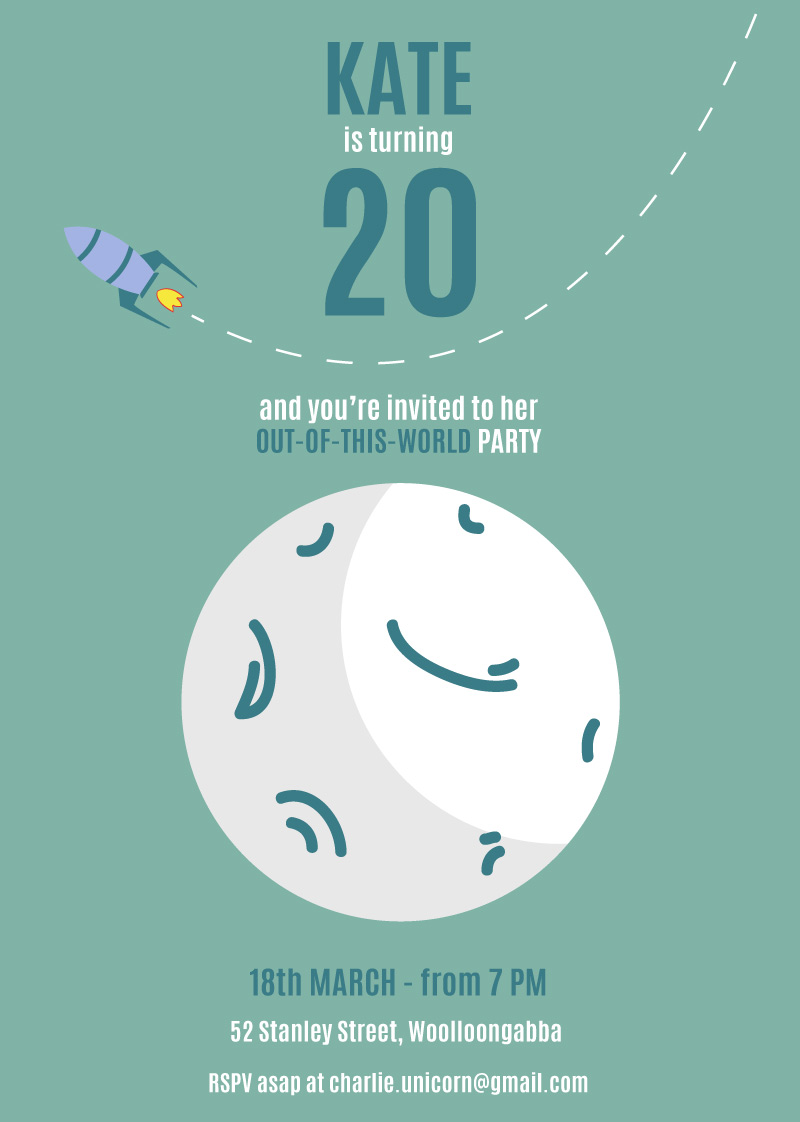 Space Rocket Birthday Invitations - Digital Printing design preview