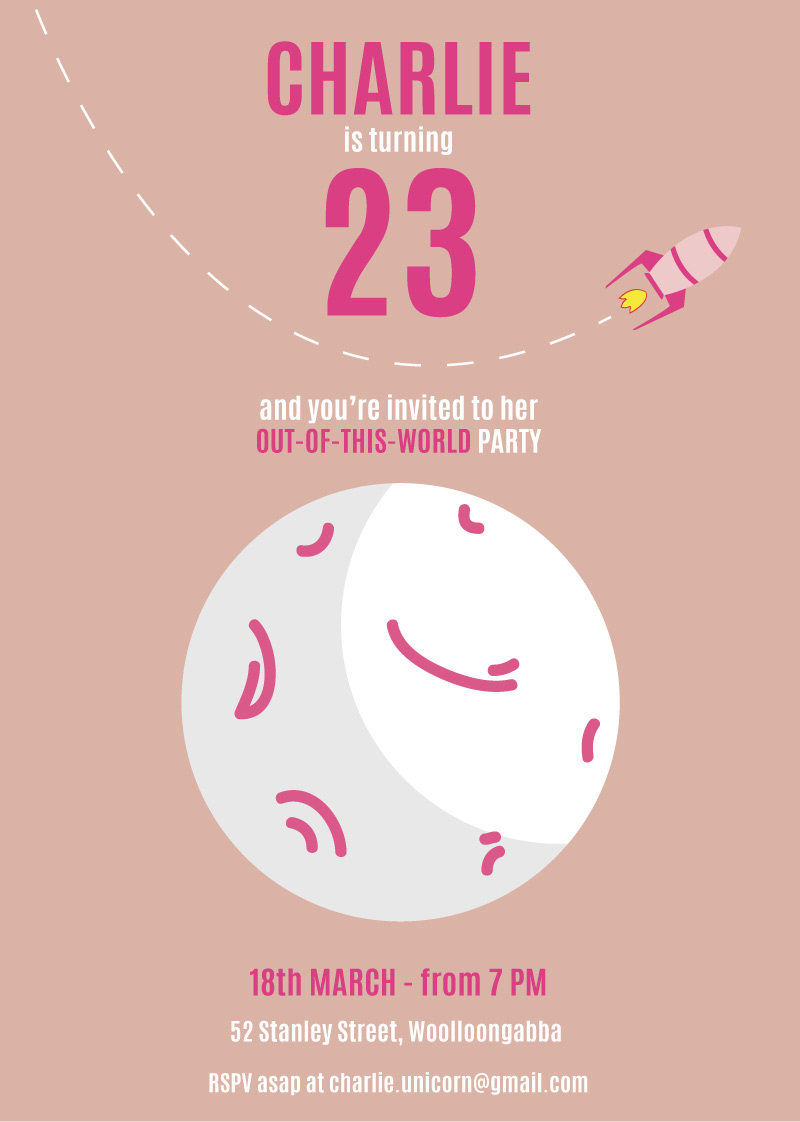 Space Rocket Birthday Invitations - Digital Printing design preview