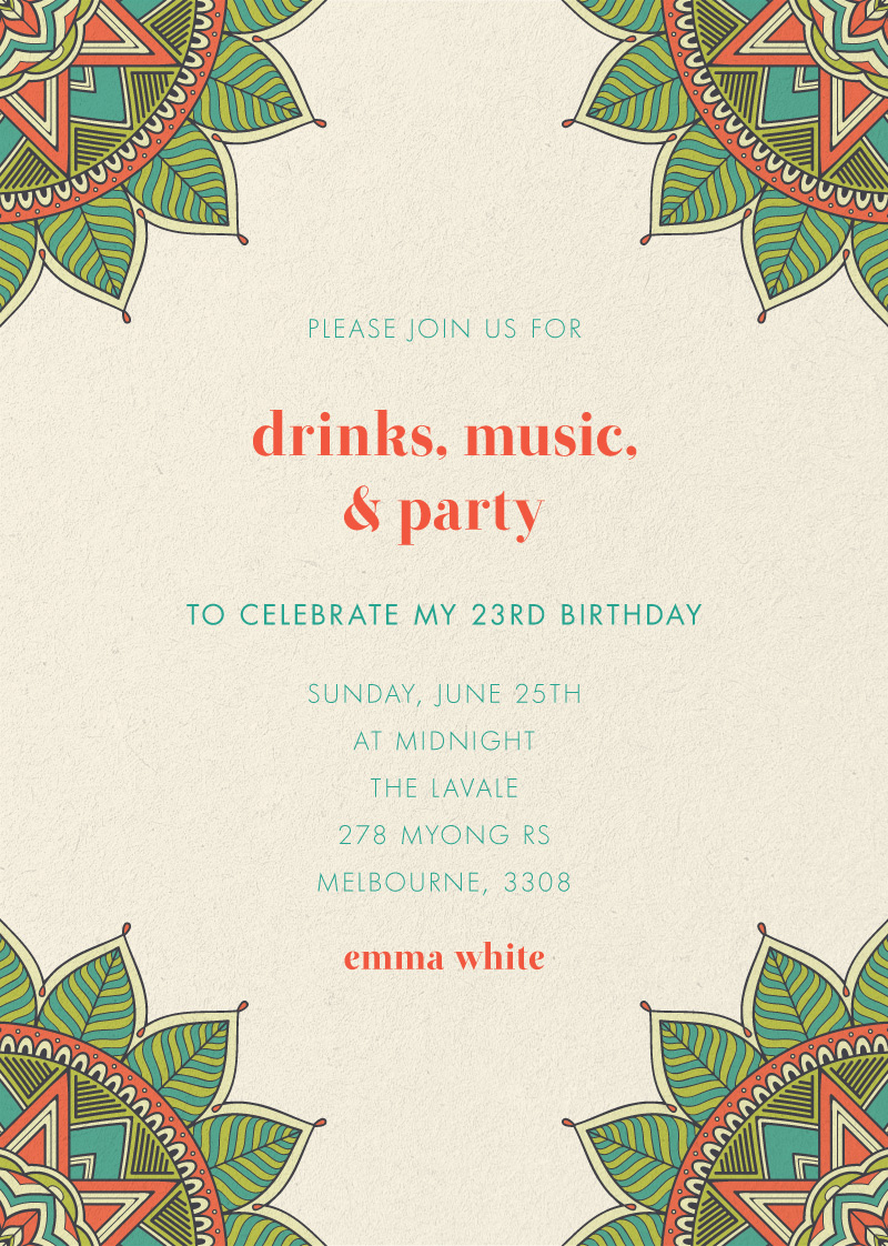 Henna | Digital Printing | Birthday Invitations