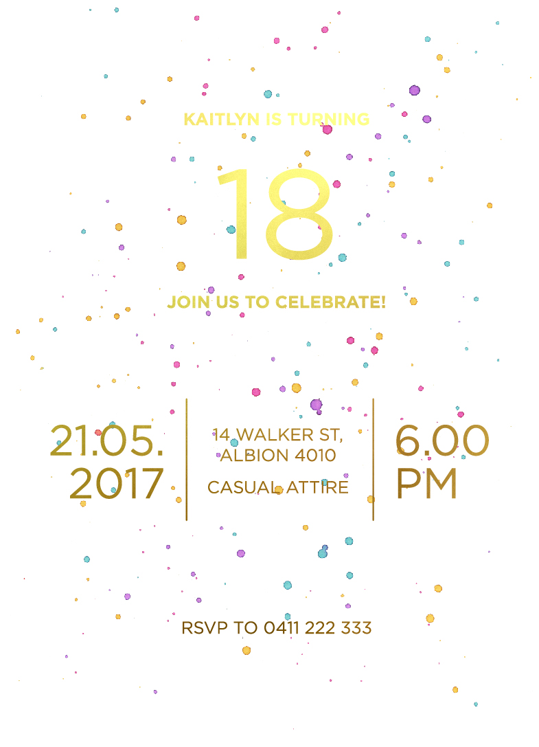 Watercolor Splash Birthday Invitations - Digital Printing design preview