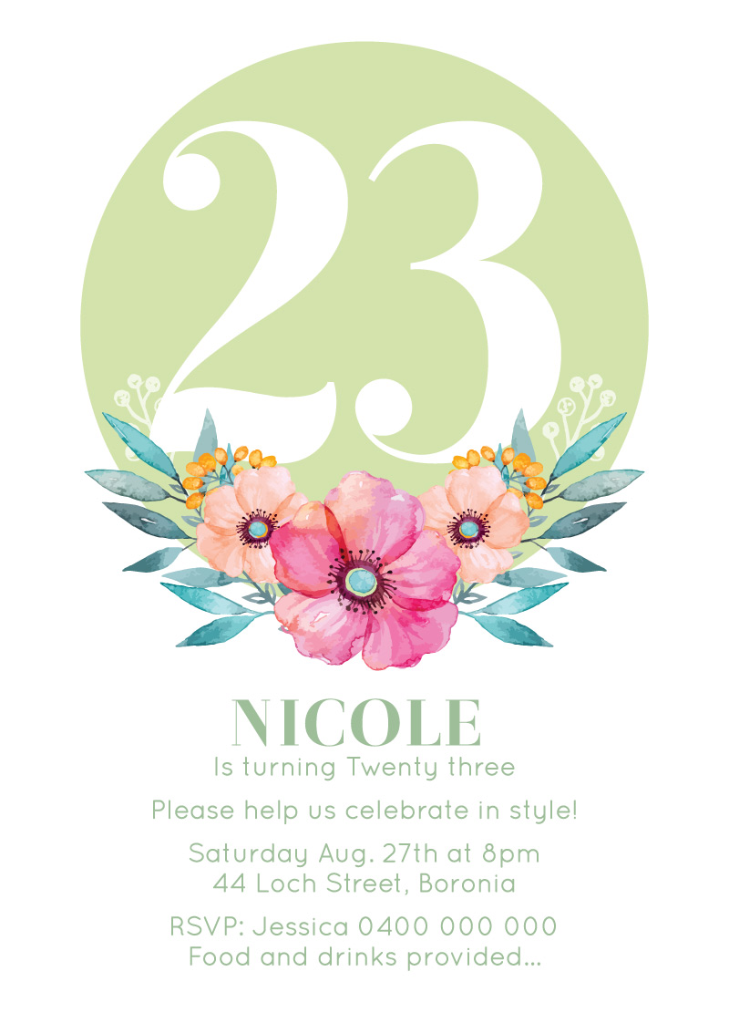Say It With Flowers Birthday Invitations - Digital Printing design preview