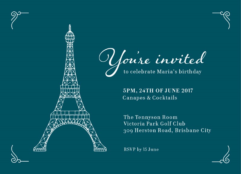 Classic Paris Birthday Invitations - Digital Printing design preview