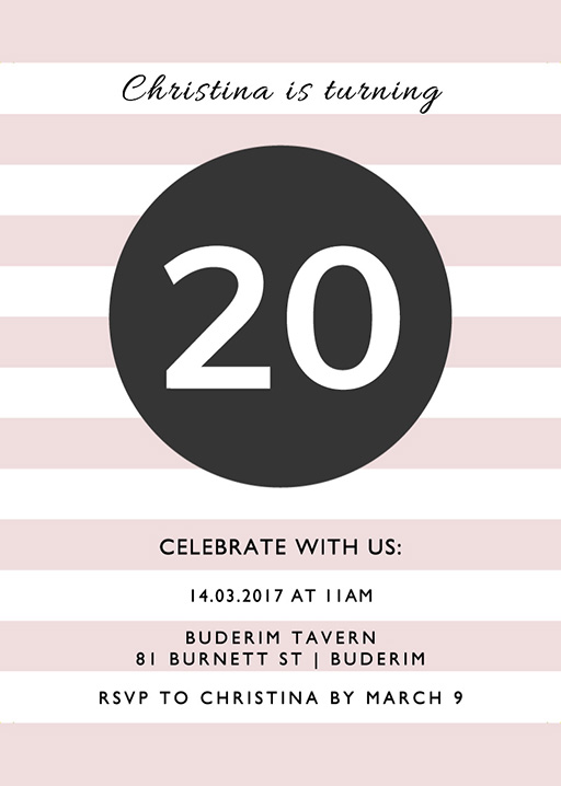 20th Birthday Invitations