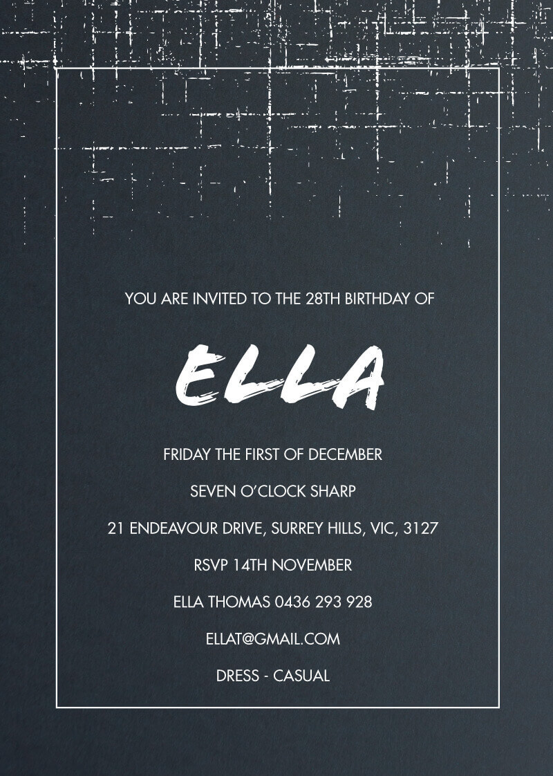 Abstract Speckle Birthday Invitations - White Ink design preview