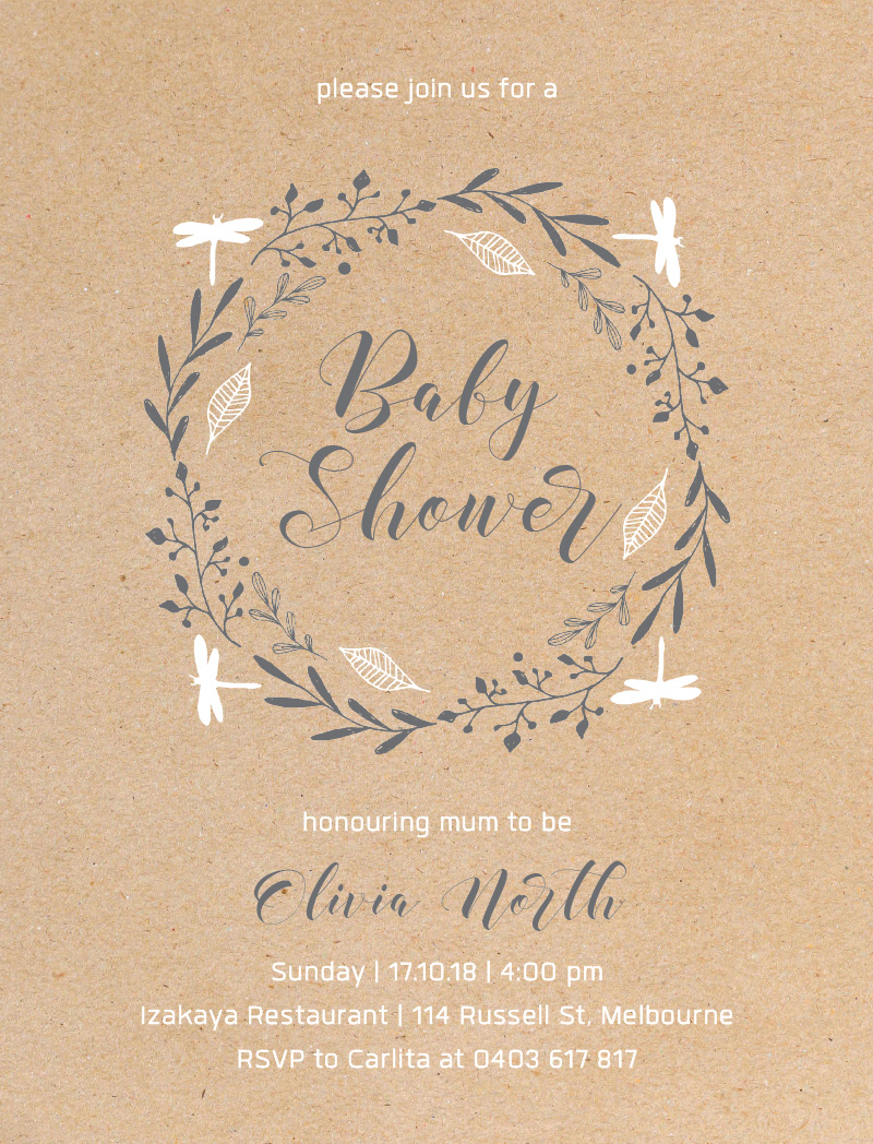 Firefly Baby Shower Invitations - White Ink design preview