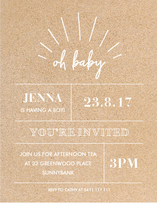 Oh Baby Baby Shower Invitations - White Ink design preview