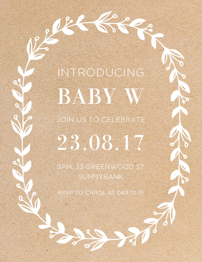 Baby Blues Wreath Baby Shower Invitations - White Ink design preview