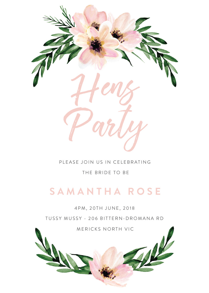 Hens Party Digital Printing Bridal Shower Invitations Paperlust