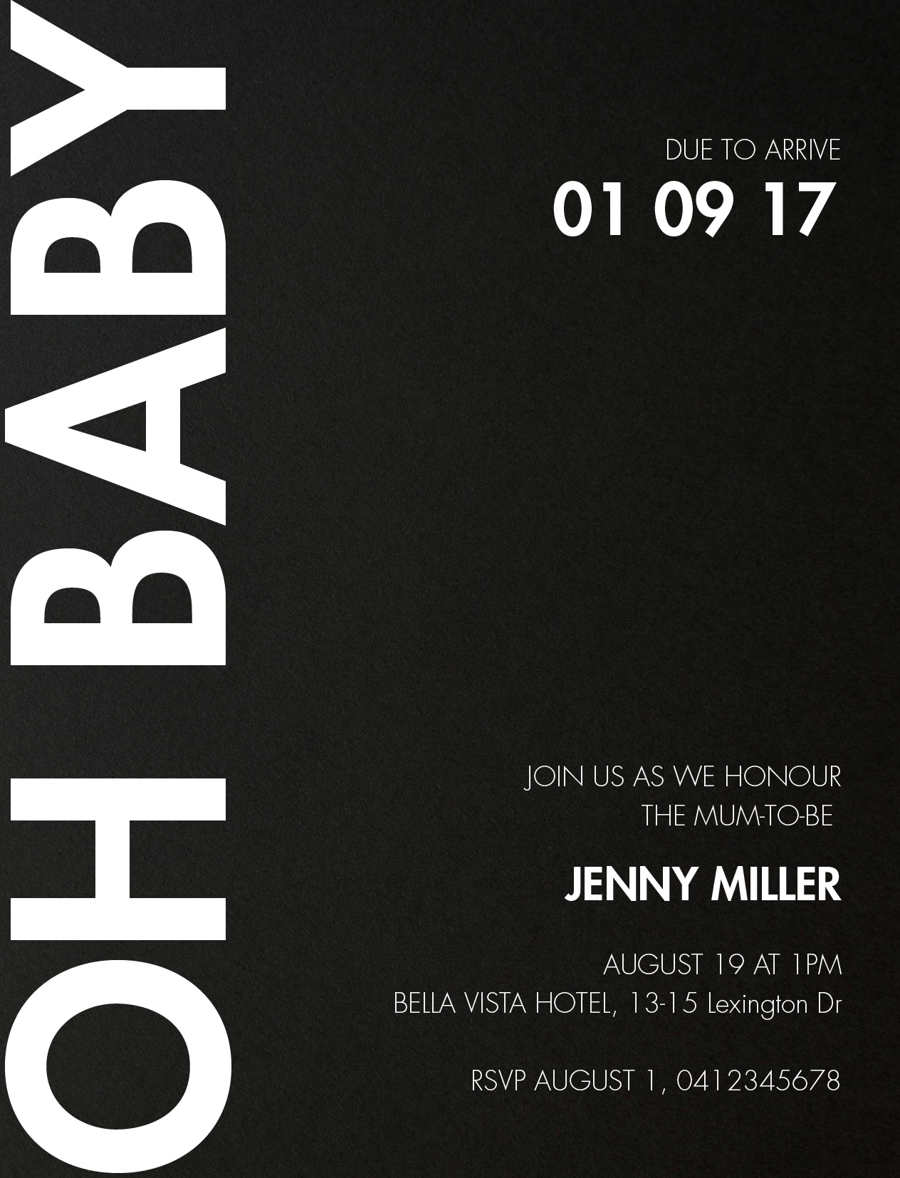 Oh Baby Baby Shower Invitations - White Ink design preview