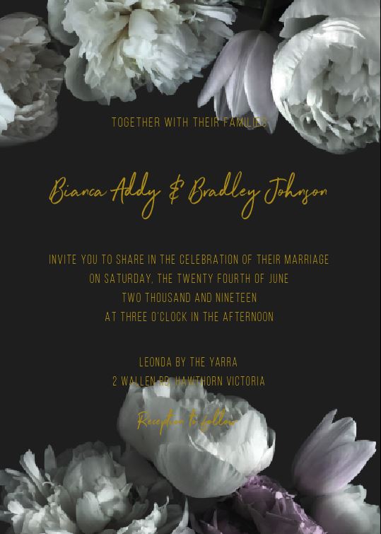 Gardenia Wedding Invitations - Flat Foil design preview