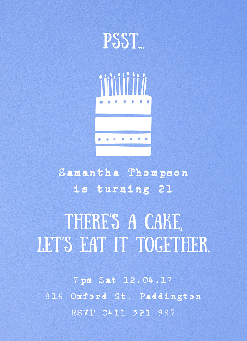 I Have A Cake Birthday Invitations - White Ink design preview
