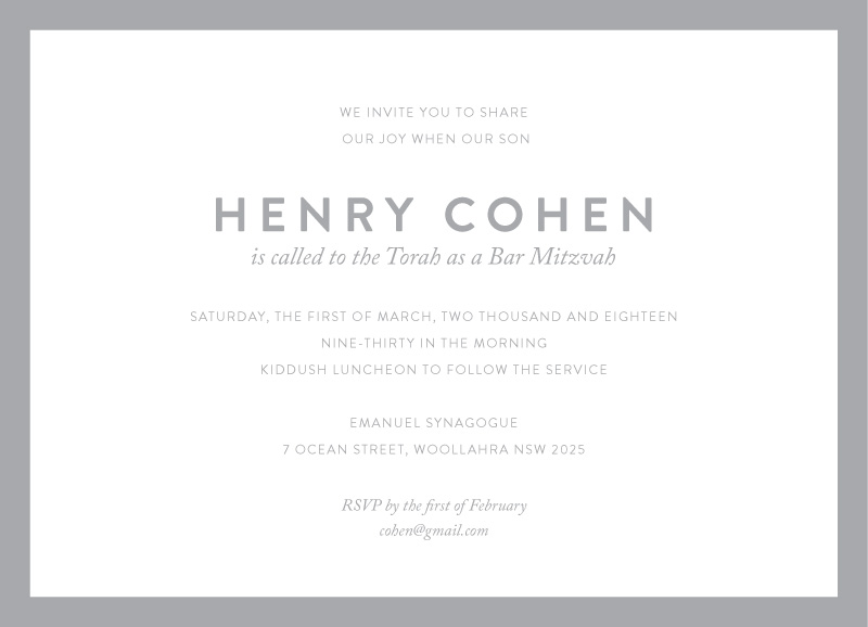 Minimal Bar & Bat Mitzvah Invitations - Flat Foil design preview