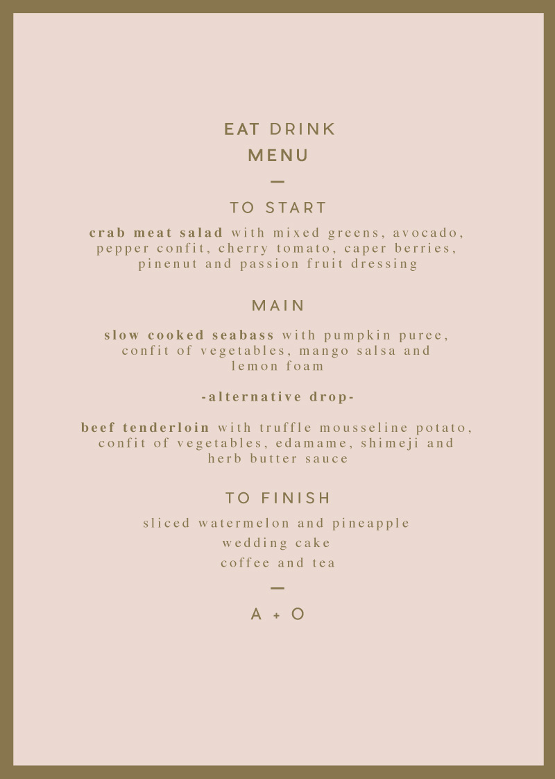 Atlas Wedding Menu - Metallic Prints design preview