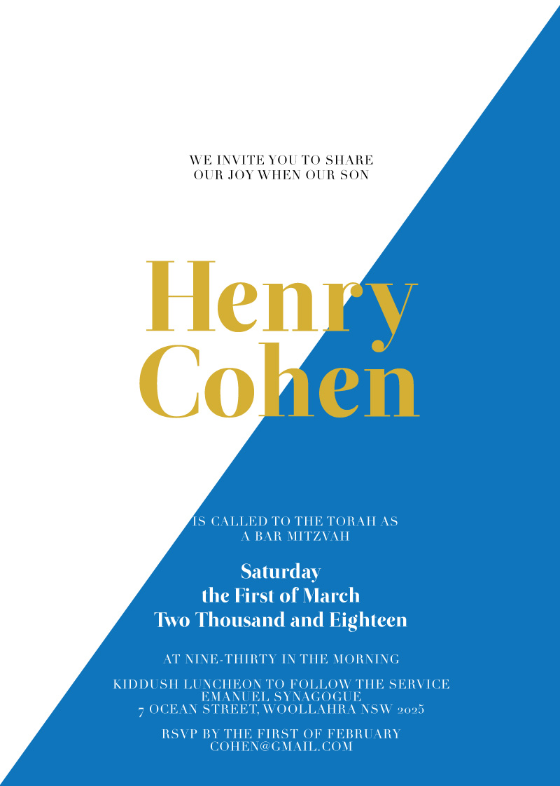 Geometric Diagonal Bar & Bat Mitzvah Invitations - Foil Stamp design preview