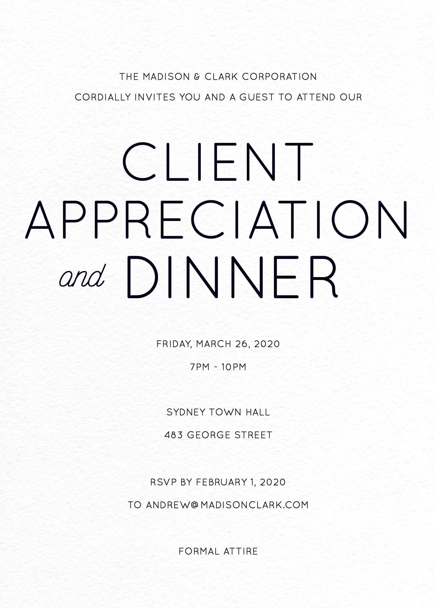 Modern Corporate Event Invitations - Letterpress design preview