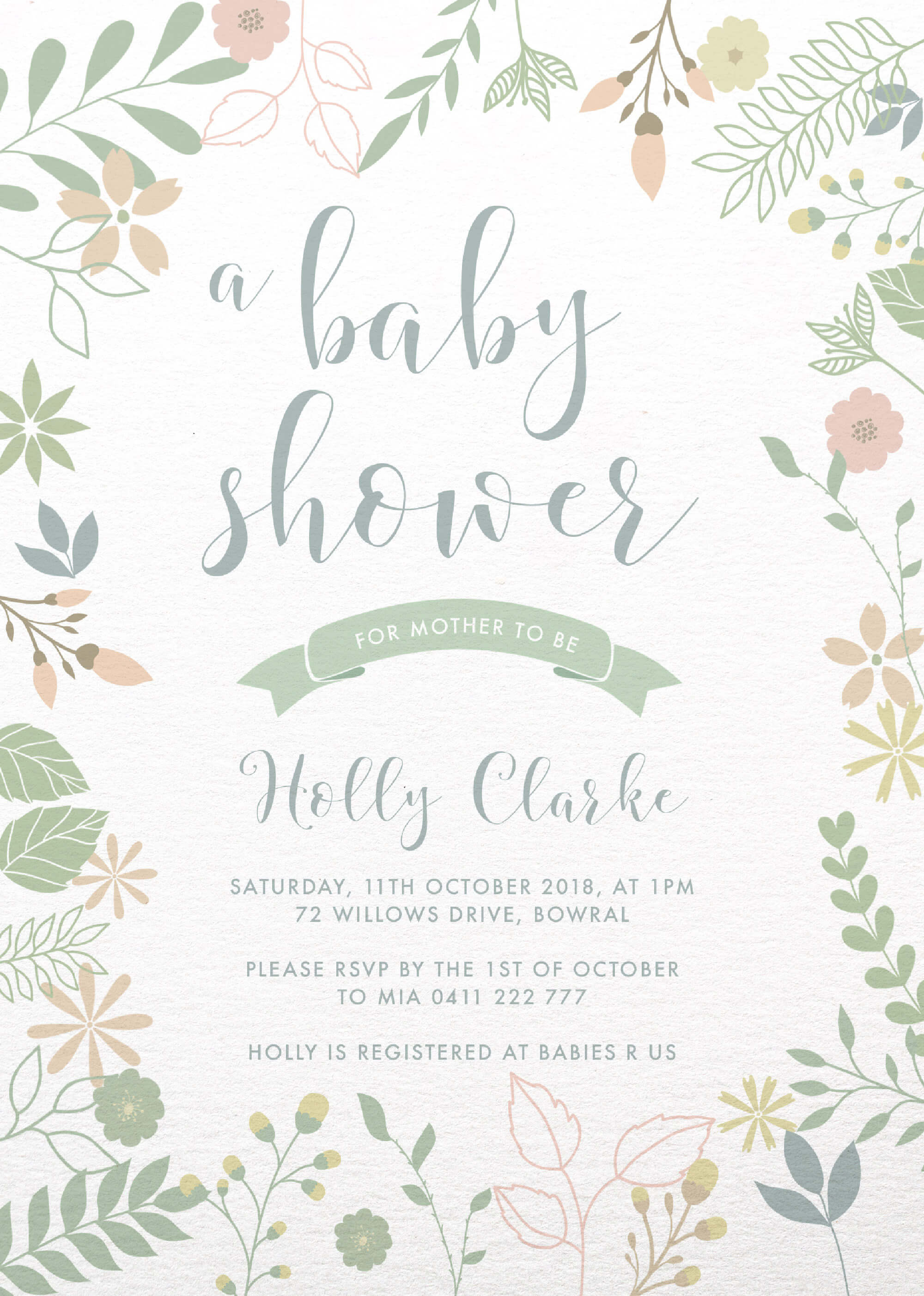 baby in bloom invitations