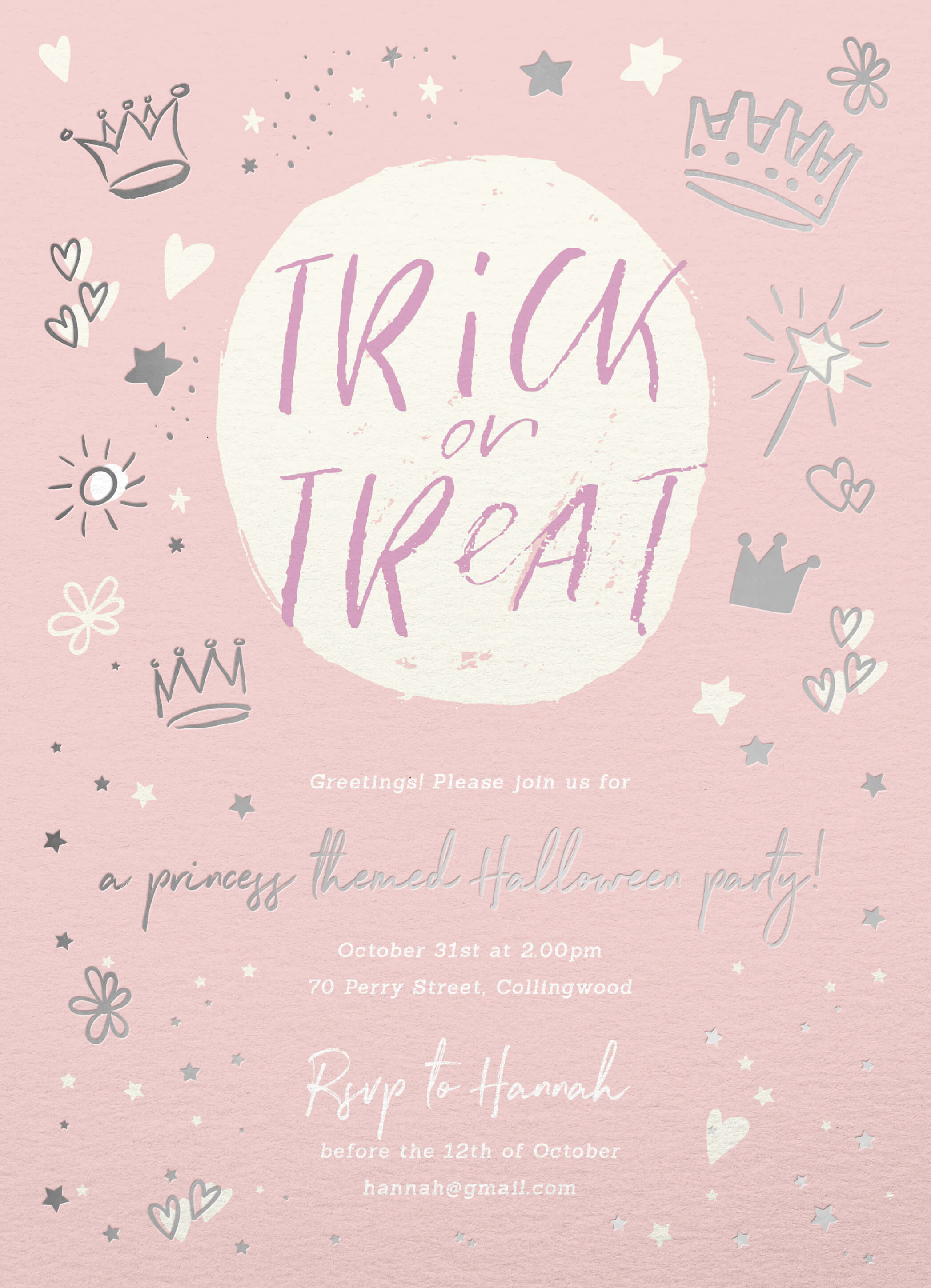 Trick Or Treat Kids Halloween Invitations - Flat Foil design preview