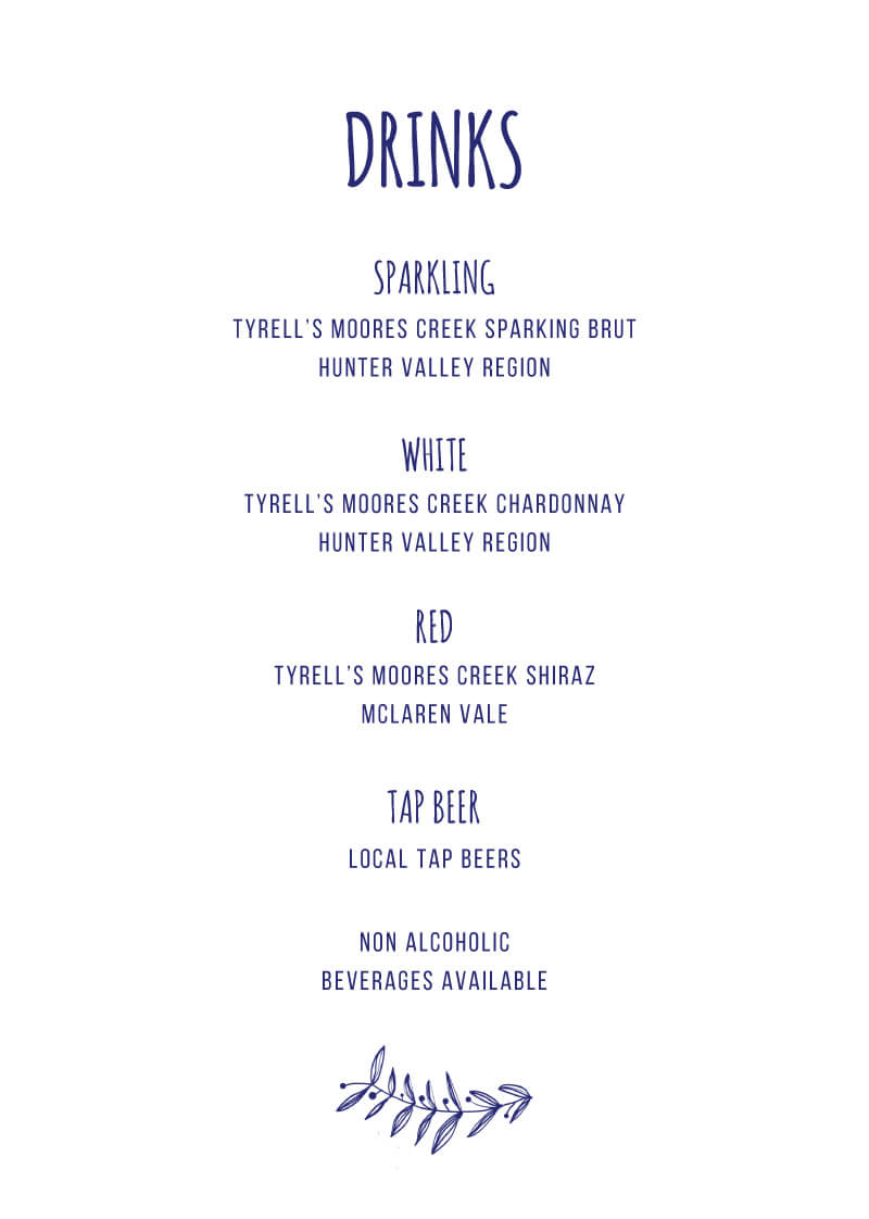 Rustic Gardens Wedding Menu - Letterpress design preview