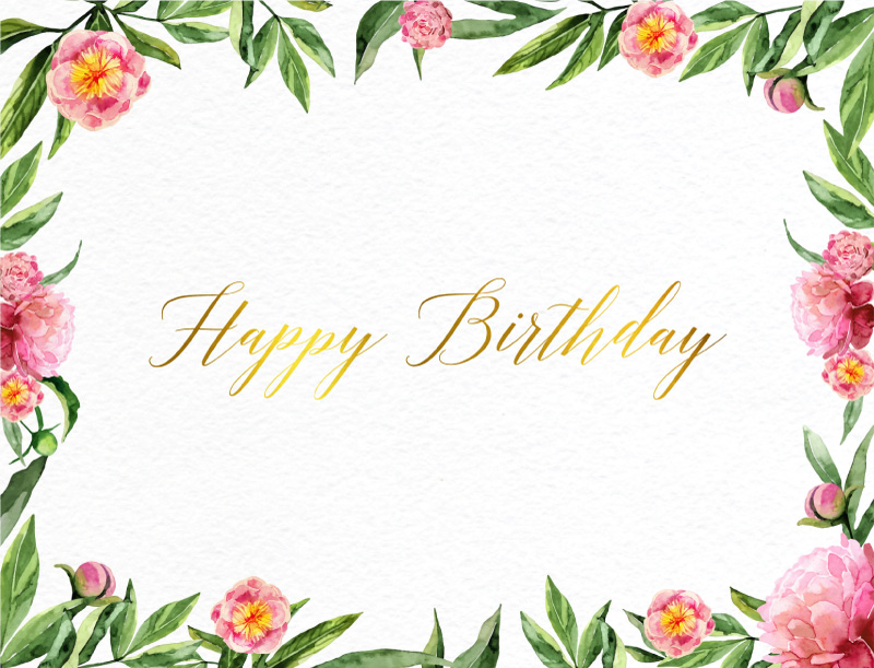 Blooming Peonies Birthday Cards - Flat Foil design preview