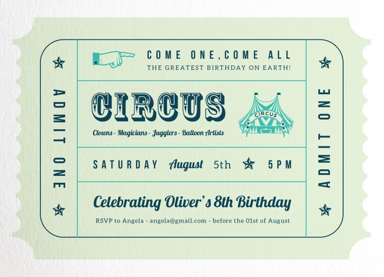 Circus - Birthday Invitations