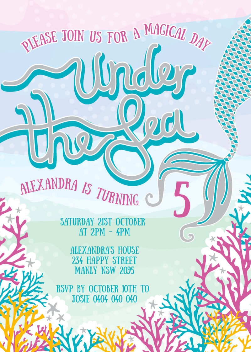 Under The Sea Metallic Birthday Invitations