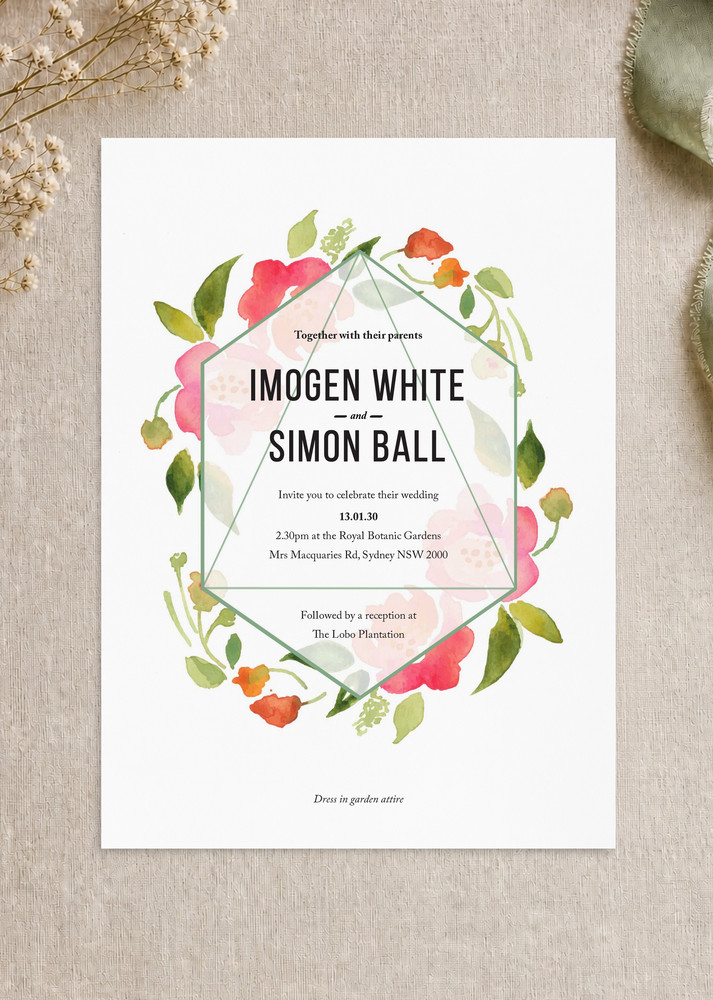 Wreath Wedding Invitations - Digital Printing design preview