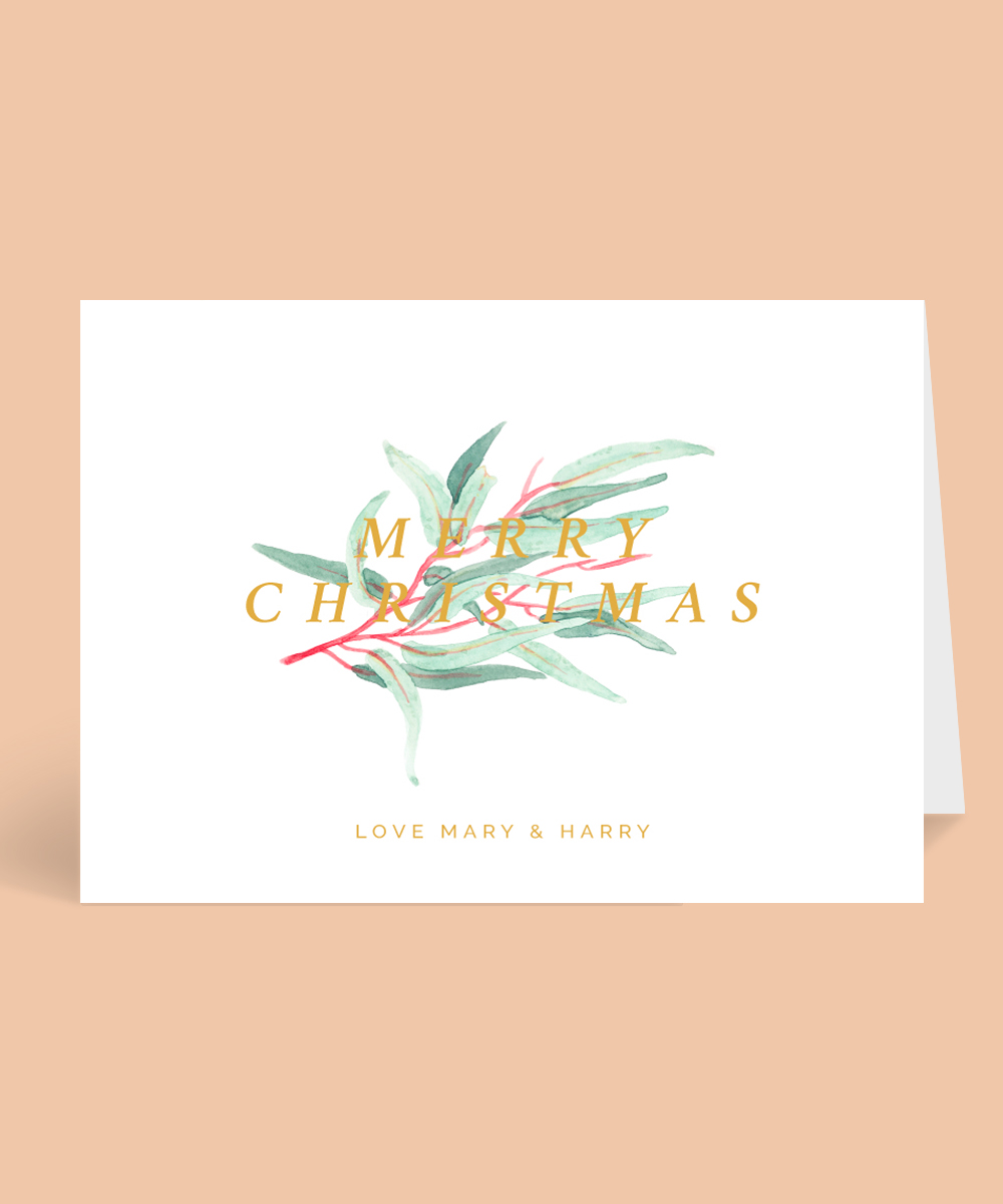 Christmas Eucalypt Christmas Cards - Flat Foil design preview
