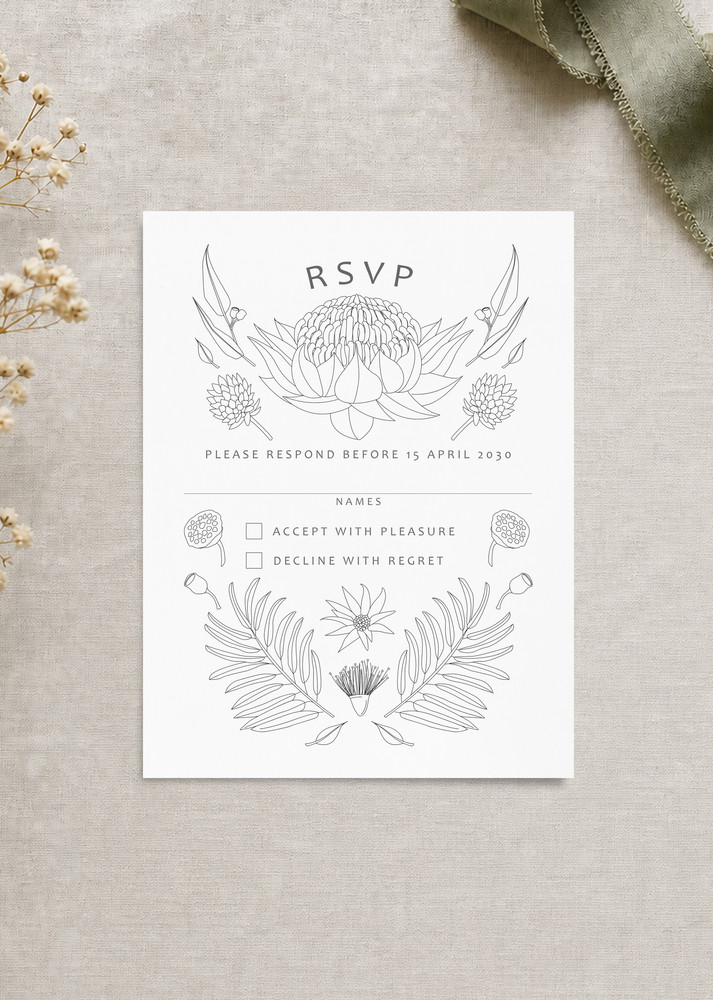 Australian Native Colour In - RSVP Cards