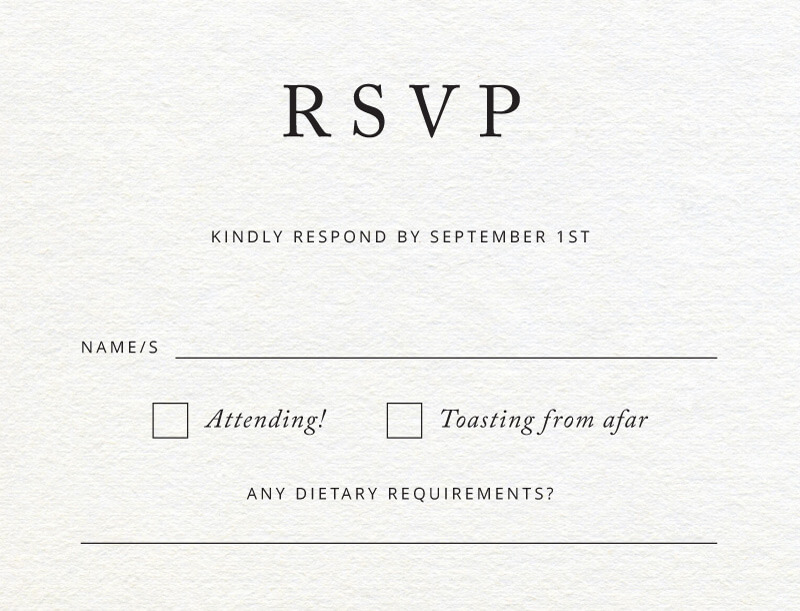 Black And White RSVP Cards - Letterpress design preview