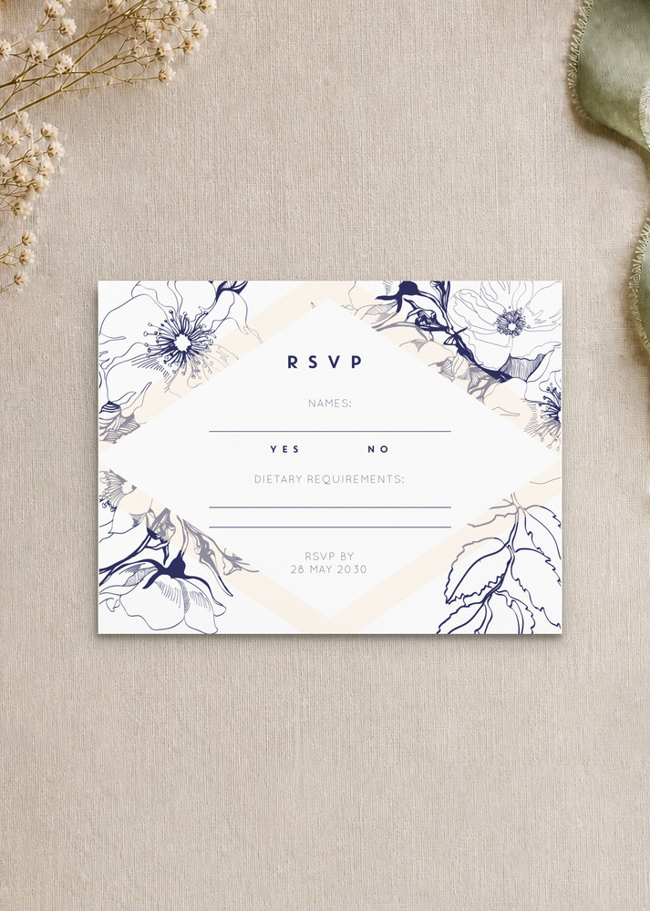 Blue Contour - RSVP Cards
