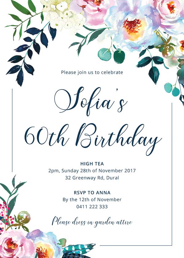 Birthday Card Invitations Birthday Invitations 30th 40th 50th 60th 