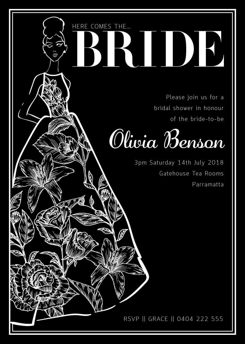 Vogue Bride Bridal Shower Invitations - White Ink design preview