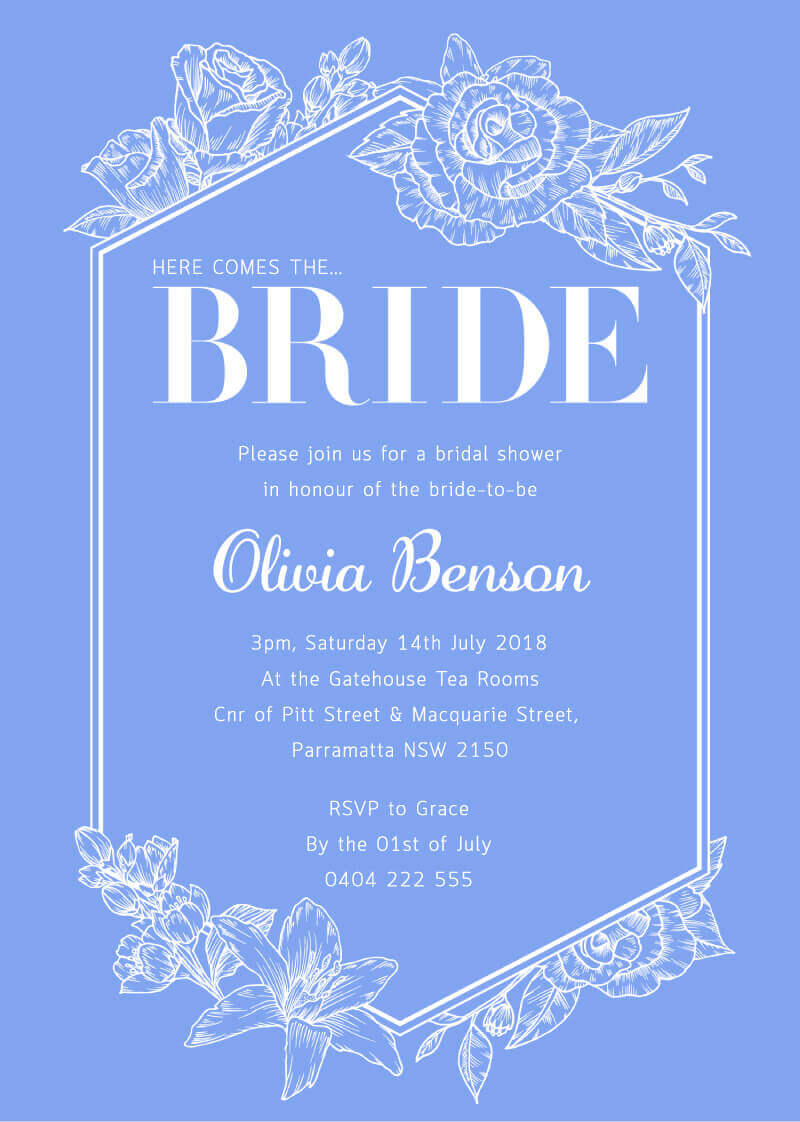 Floral Contemporary Bride Bridal Shower Invitations - White Ink design preview