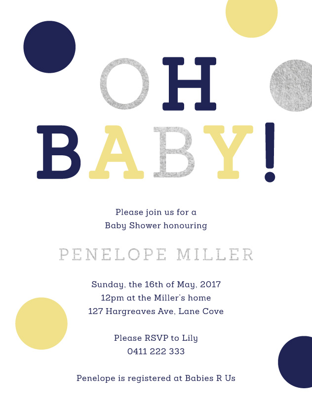 Oh Baby - Baby Shower Invitations