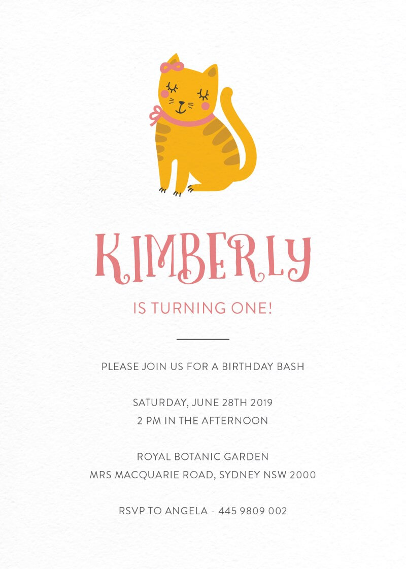 Cutie Cat - Birthday Invitations