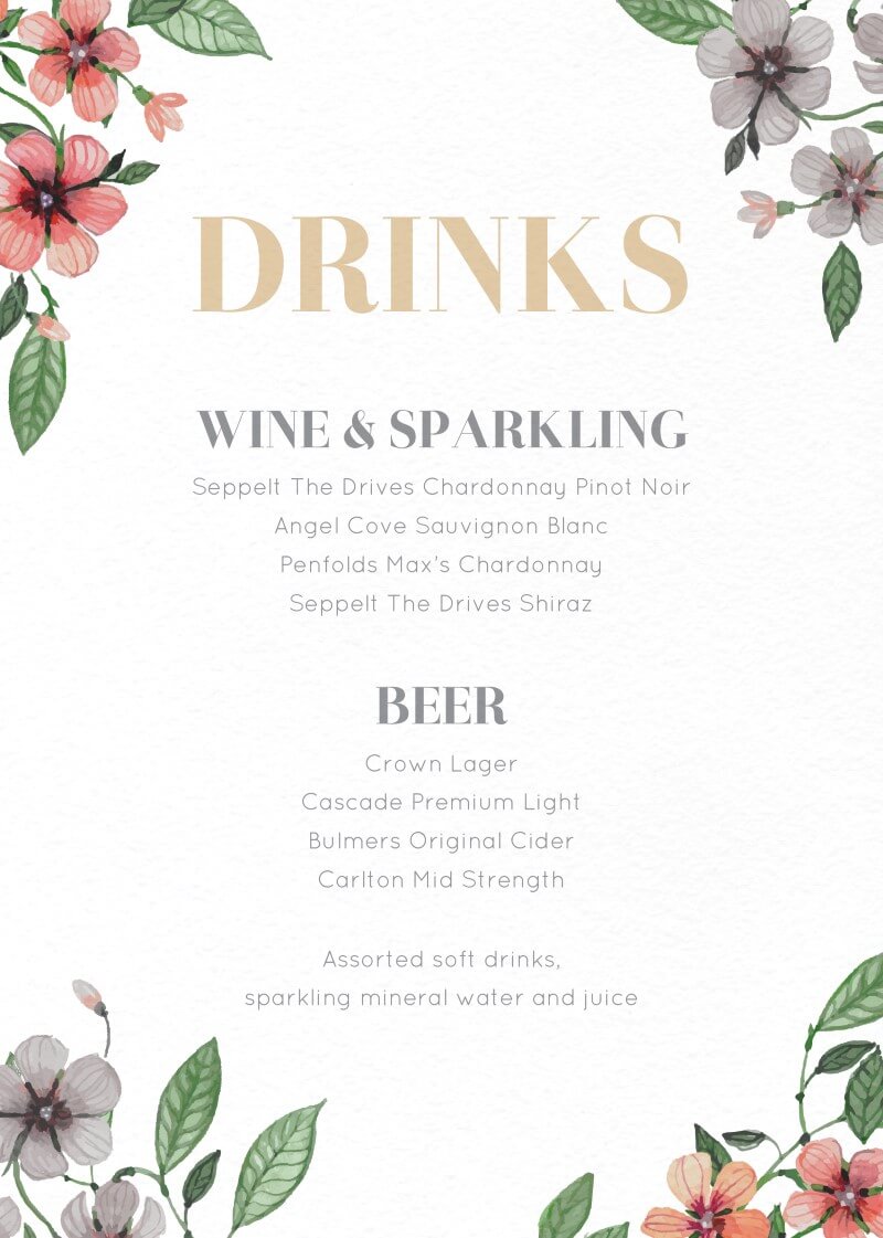 Floral Circle Invitation Set Wedding Menu - Digital Printing design preview