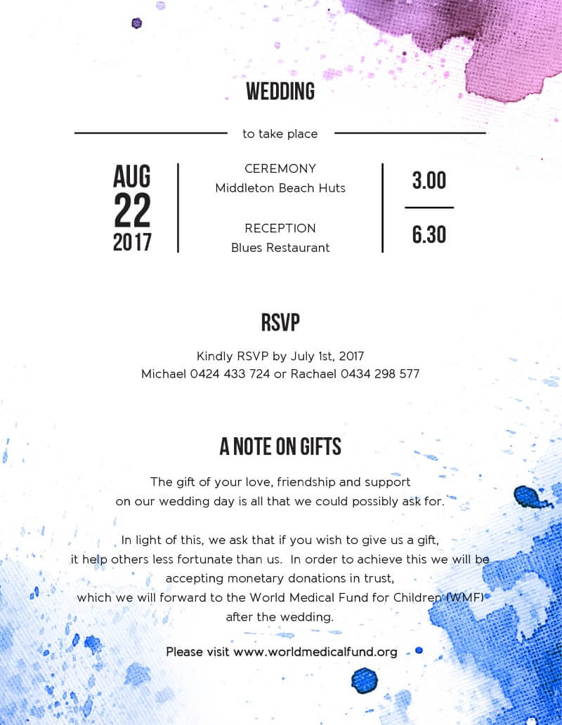 Watercolour Splash Information Cards - Digital Printing design preview