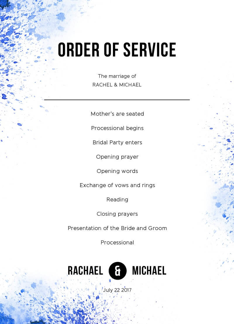 Watercolour Splash Wedding Programs - Digital Printing design preview