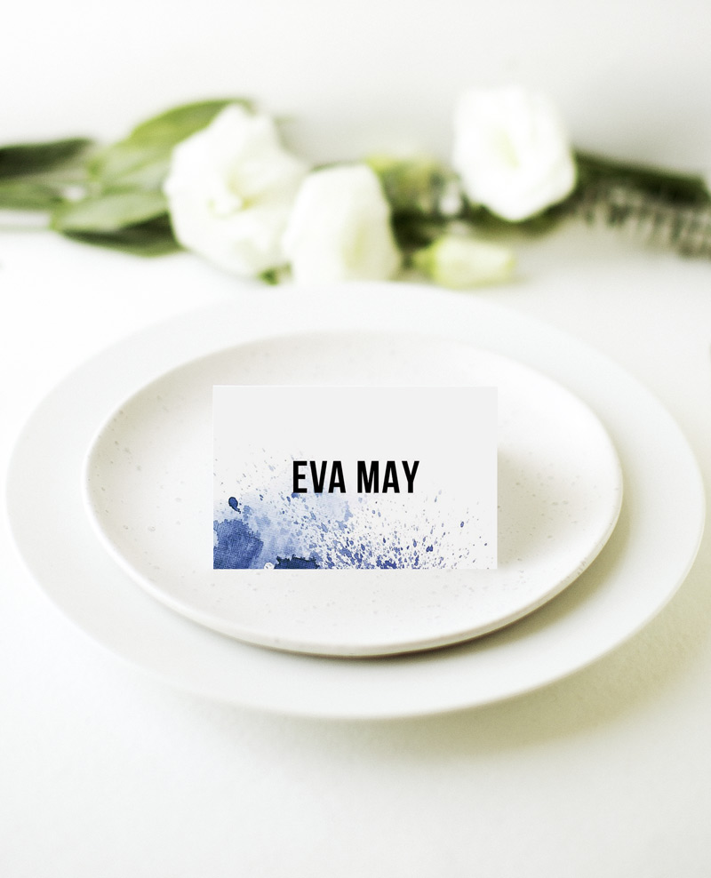 Watercolour Splash Wedding Place Cards - Digital Printing design preview
