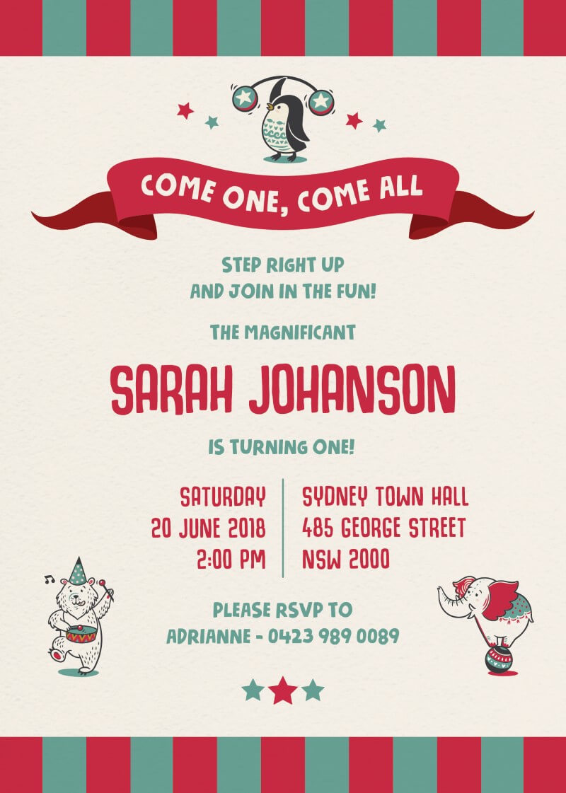 Step Right Up - Birthday Invitations
