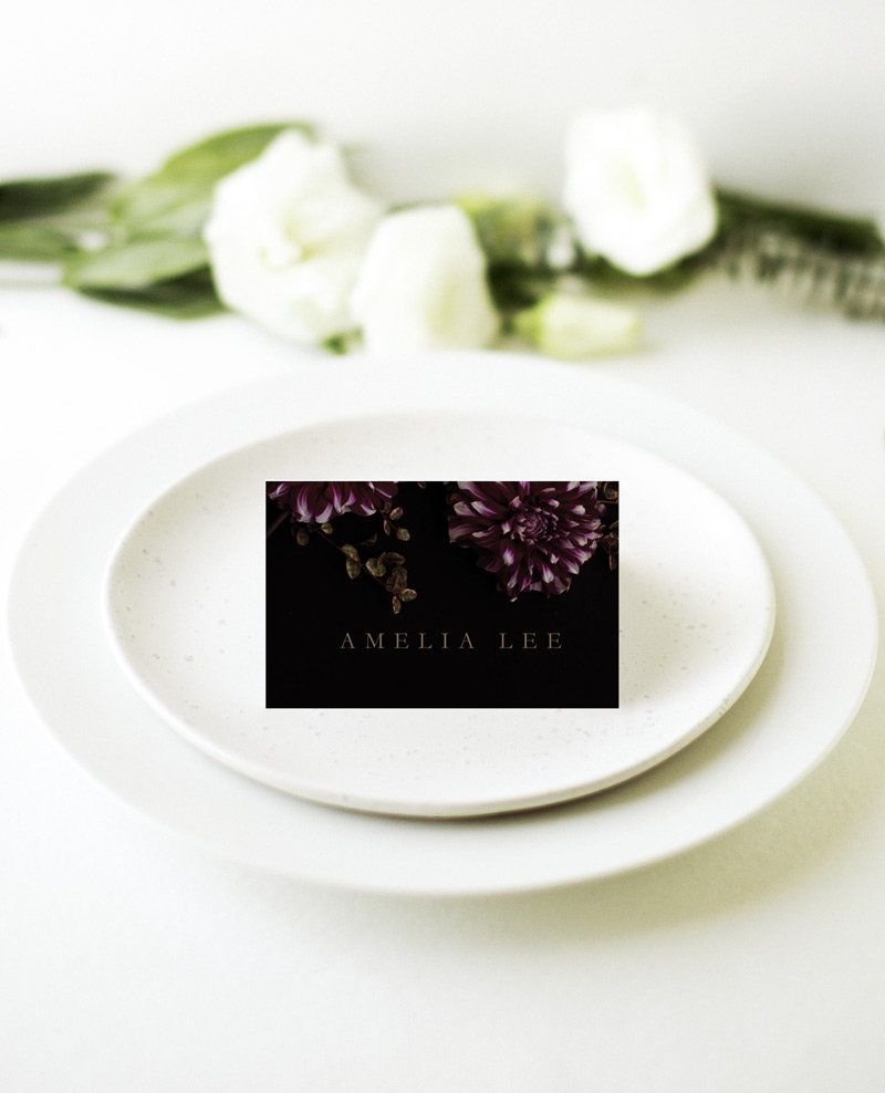 Floral Atlas Wedding Place Cards - Metallic Prints design preview