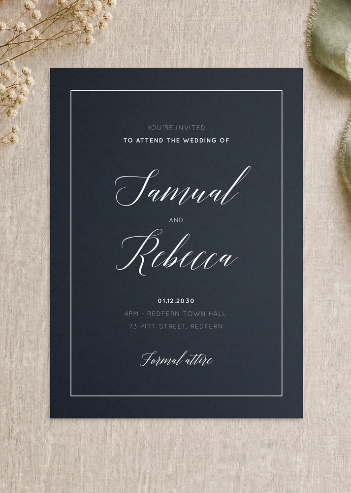 On The Day Wedding Invitations - White Ink design preview