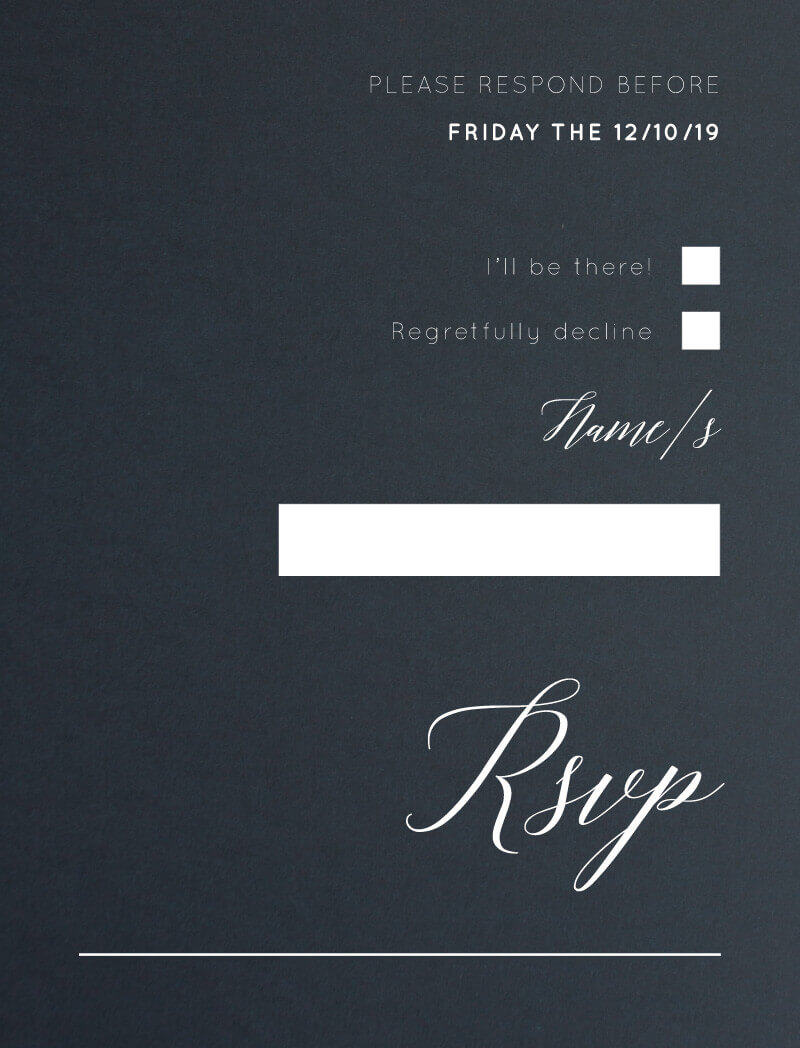 On The Day RSVP Cards - White Ink design preview