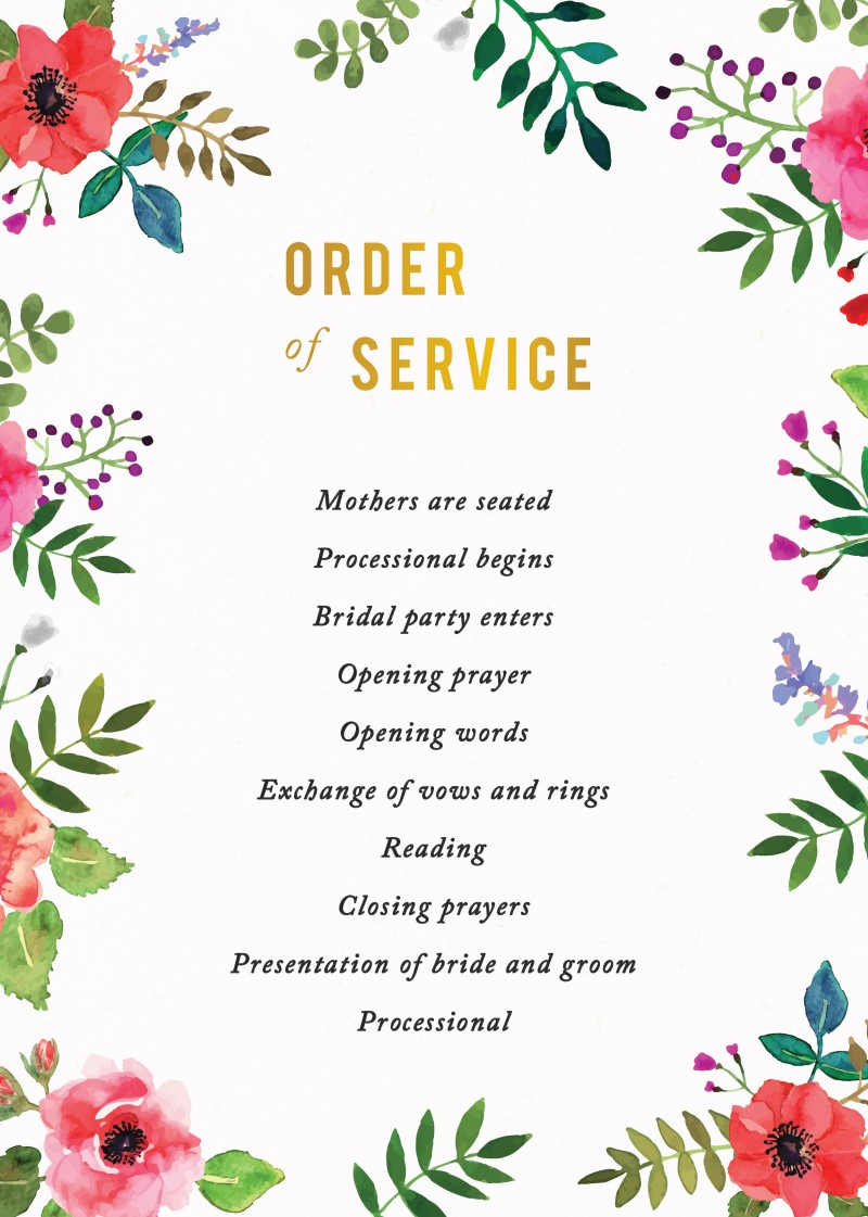 Flos Paradisi Wedding Programs - Foil Stamp design preview