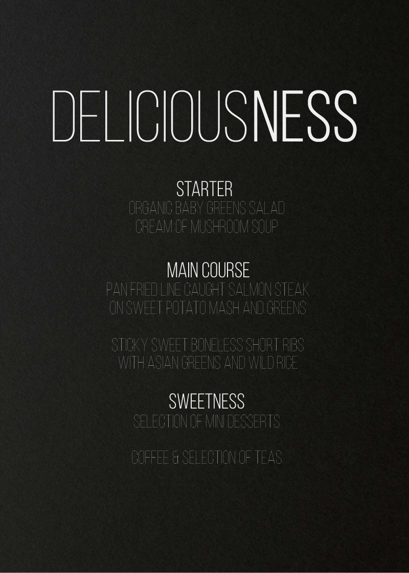 Simple Is Best Wedding Menu - White Ink design preview