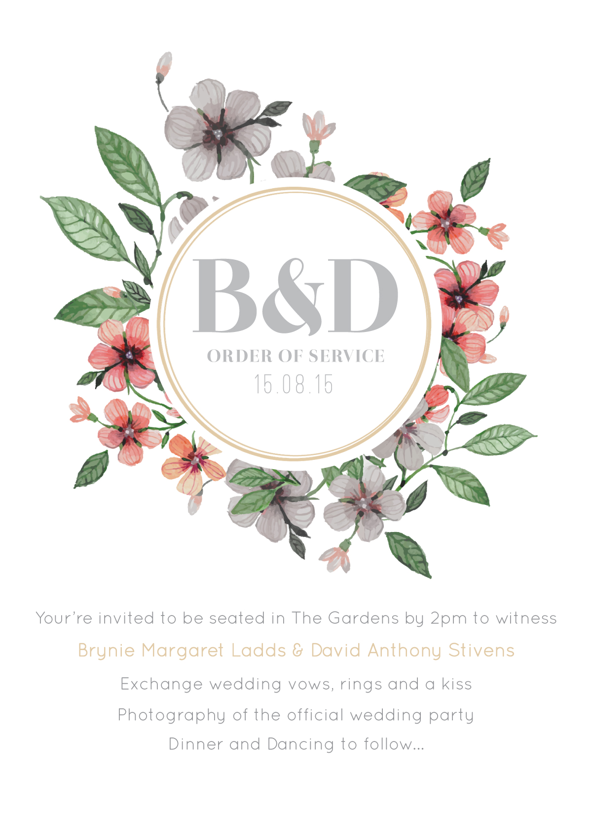 Floral Circle Invitation Set Wedding Programs - Digital Printing design preview